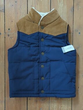 232- **NWT**Carter's Navy and Tan Sherpa-Trim Puffer Vest